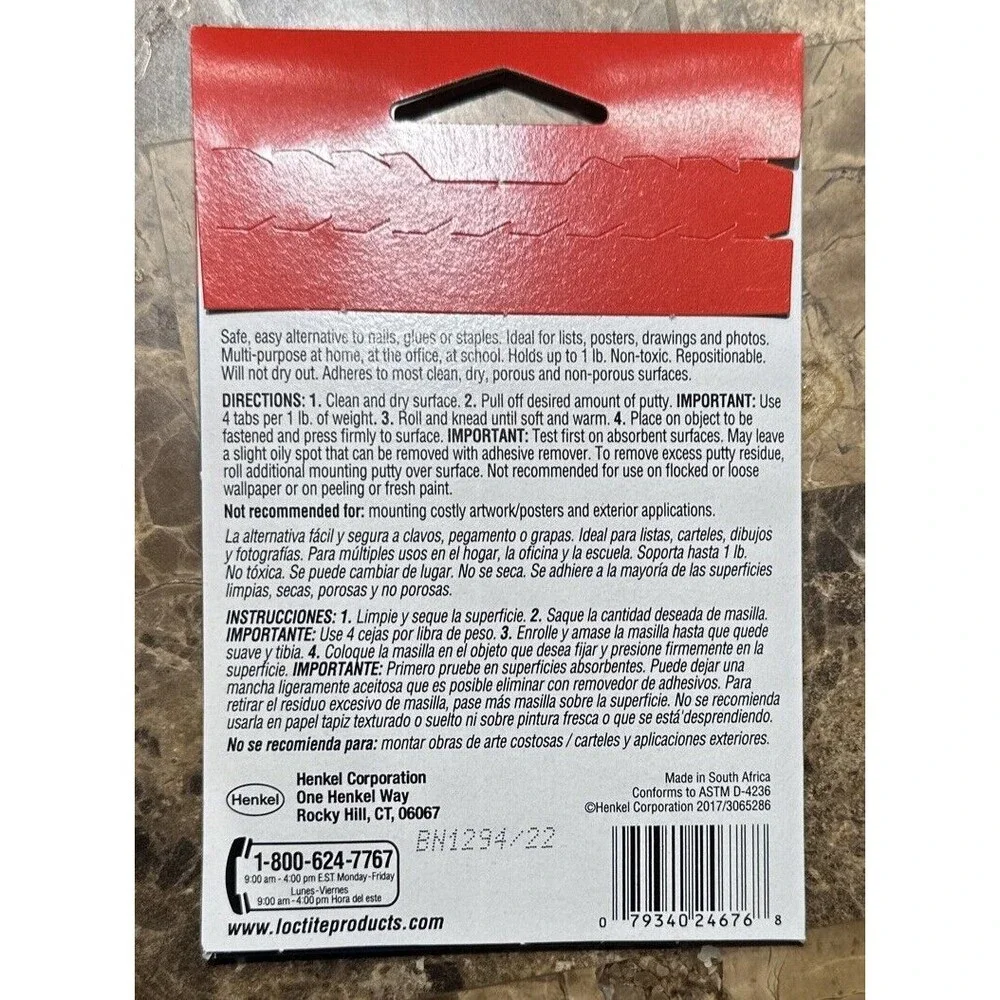 4 Packs of Loctite Fun-Tak Mounting Putty New 2oz Each Removable Non-Toxic